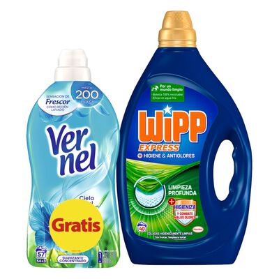 Detergente líquido Wipp Express 40 lavados antiolor+vernel