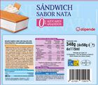 Helado sandwich sin az&uacute;cares a&ntilde;adidos Alipende nata 6 uds