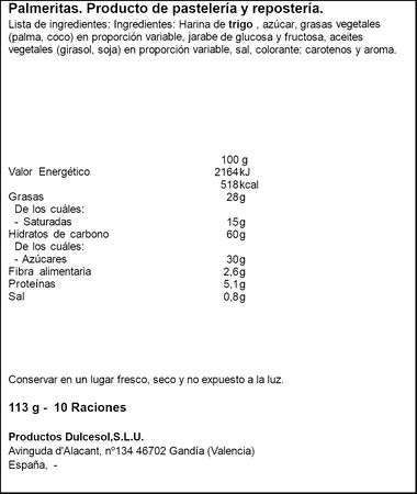 Palmeritas dulcesol Dulcesol 10 uds