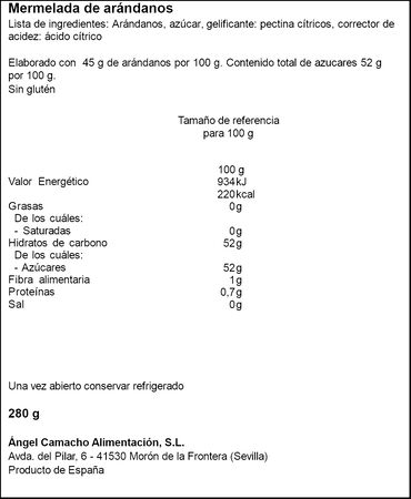 Mermelada de ar&aacute;ndanos La Vieja F&aacute;brica 280g