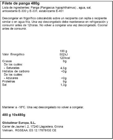 Filete de panga sin piel Aligator 480g