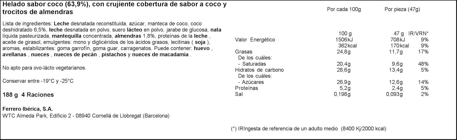 Helado Ferrero Rocher 4 uds Raffaello