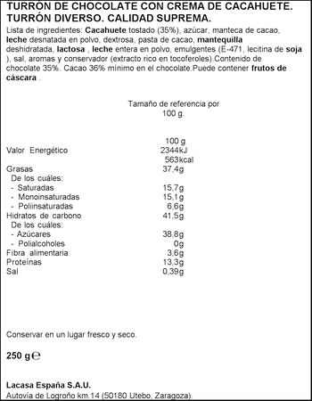 Turr&oacute;n conguitos crema Lacasa 250gr