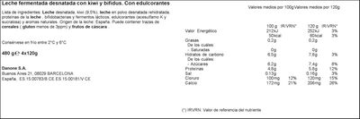 B&iacute;fidus Activia desnatado 0% materia grasa pack 4 kiwi