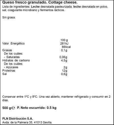 Queso fresco granulad0 0% materia grasa cottage Margui 4x125g