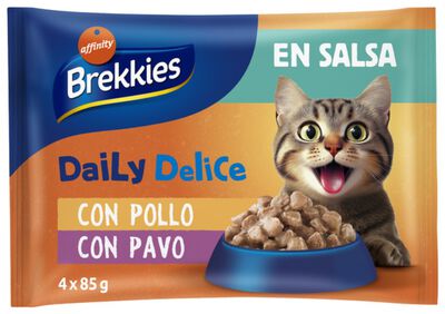 Alimento de gato Brekkies daily delice con pollo y pavo 340 gramos
