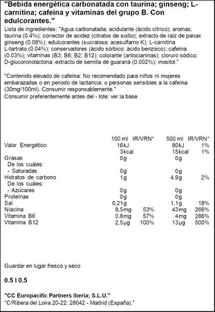 Bebida energética sin azúcar Zero Monster Green 50cl