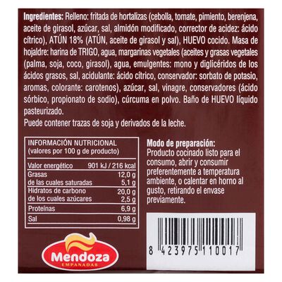 Empanada de hojaldre Mendoza 600g atún