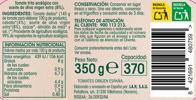 Tomate frito ecol&oacute;gico en aceite de oliva Alipende 350g