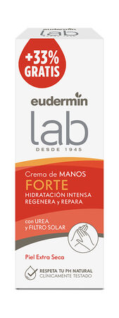 Crema de manos Eudermin 75ml + 33% para piel seca con urea y filtro solar sin parabeno