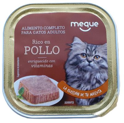 Comida h&uacute;meda gato Meque tarrina rico en pollo 100g