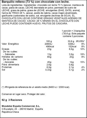 Galleta fina barquilllo de chocolate con leche Fontaneda 92g