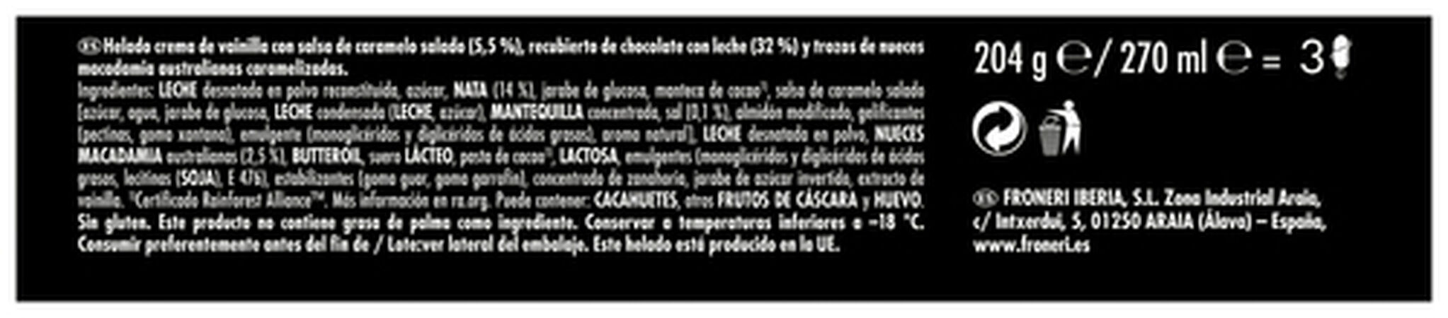Helado Nuii 3 uds caramelo con nueces de macadamia