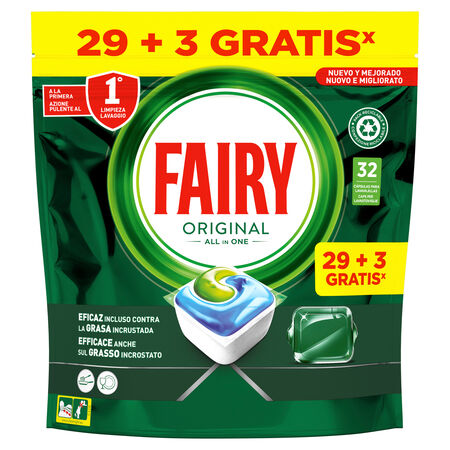 Detergente lavavajillas cápsulas Fairy 29 + 3 unidades Original