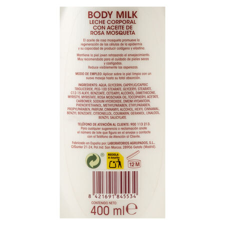 Body milk Bodyplus 400ml con aceite de rosa mosqueta