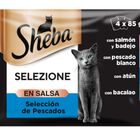 Sheba Selezione Comida H&uacute;meda para Gatos Selecci&oacute;n Pescados en Salsa Multipack 4x85g