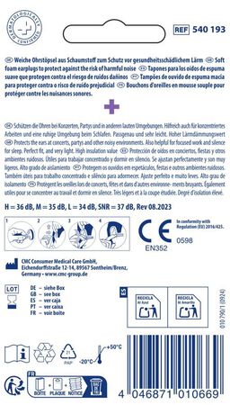 Tapones oidos cosmoplast espuma talla M-L 6 unidades