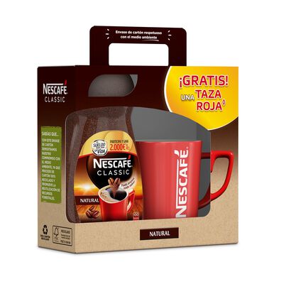 Caf&eacute; soluble natural con taza roja Nescaf&eacute; 200g