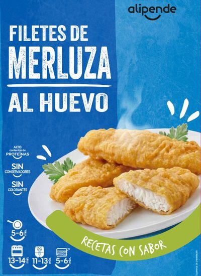 Filetes de merluza al huevo precocinados ultracongelados alipende 600g