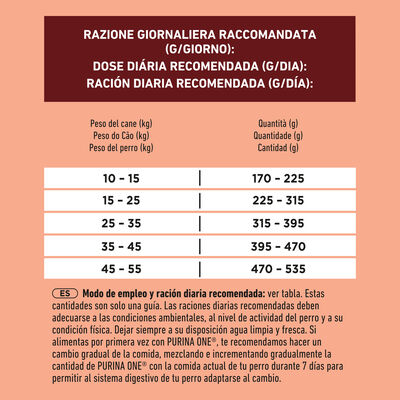 Alimento para perro PURINA ONE&reg; MEDIUM/MAXI >10kg Delicate Salm&oacute;n y Arroz 2,5kg