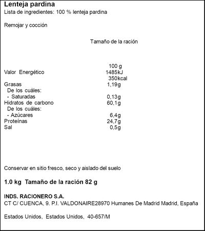 Lenteja pardina extra Miau 1k