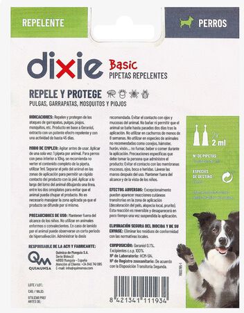 Pipetas perro Dixie Basic 2U Repelente