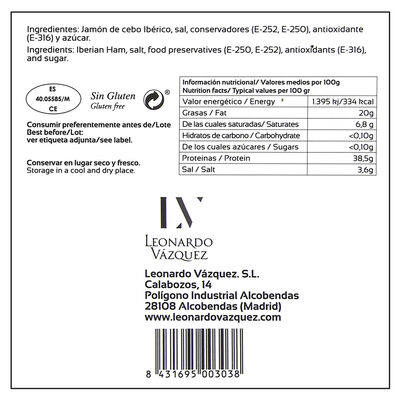 Jamón de cebo ibérico 50% raza ibérica al corte