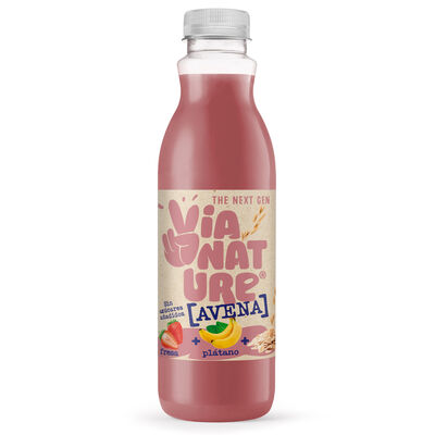 Bebida de avena sin az&uacute;car a&ntilde;adido ViaNature 750 ml fresa y pl&aacute;tano