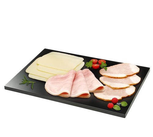 LOTE: 250 gr Jamón Cocido Campofrío + 250 gr Pollo Relleno + 250 gr Queso Havarti