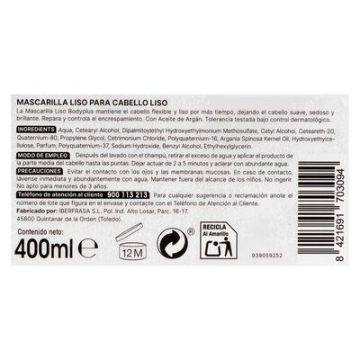 Mascarilla capilar Bodyplus 400ml liso