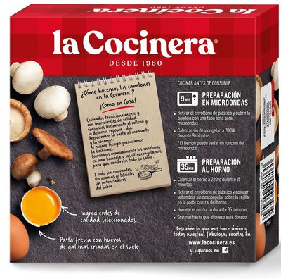 Canelones La Cocinera champiñones y setas 280g