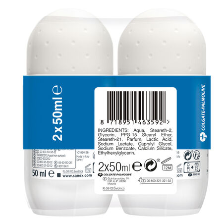 Desodorante en roll-on zero Sanex p2 50ml extra control