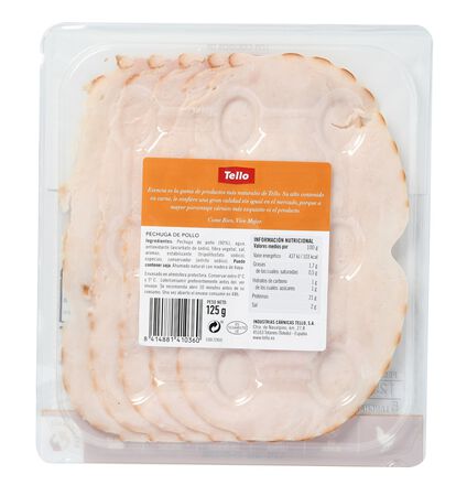 Pechuga de pollo en finas lonchas esencia Tello 125g