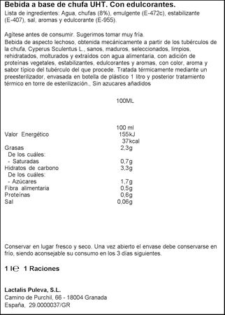Horchata 0% azúcar Chufi 1l