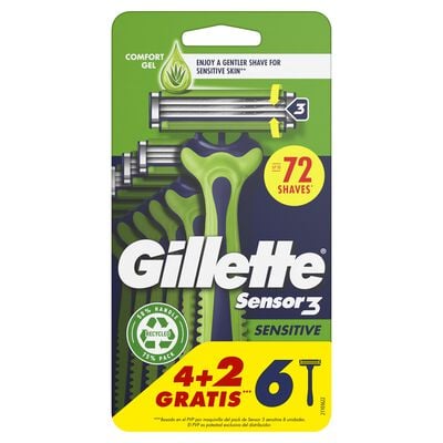 Máquina de afeitar desechable Gillette 4+2 unidades Sensor3 Sensitive