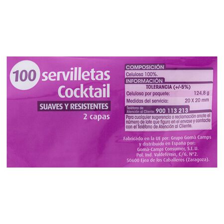 Servilletas Lanta 100 uds coktail medida 20x20cm