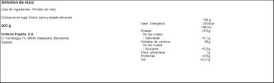 Harina de ma&iacute;z sin gluten Maizena 400g fina