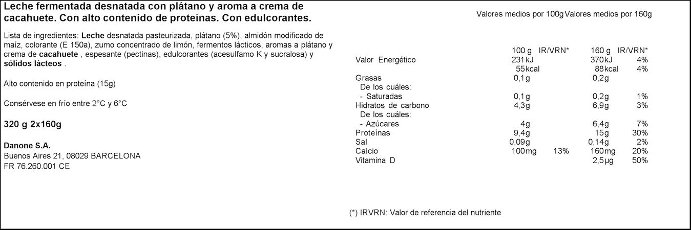 Yogur proteínas Yopro pack 2 plátano mantequilla cacahuete