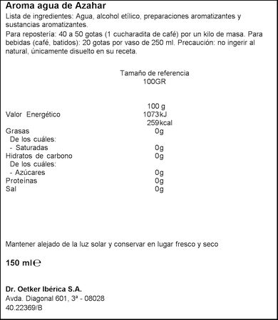 Aroma de agua de azahar Dr Oetker 125g