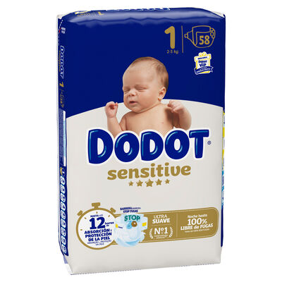 Pa&ntilde;al Dodot sensitive T1 58 unidades