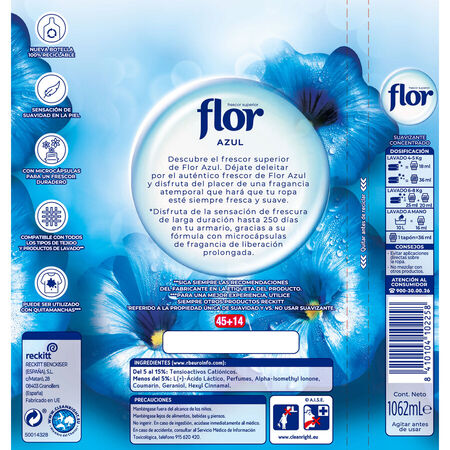 Suavizante Flor 59 lavados azul