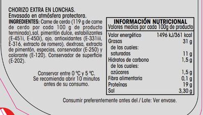 Chorizo de vela en lonchas Alipende pack 4 de 50g
