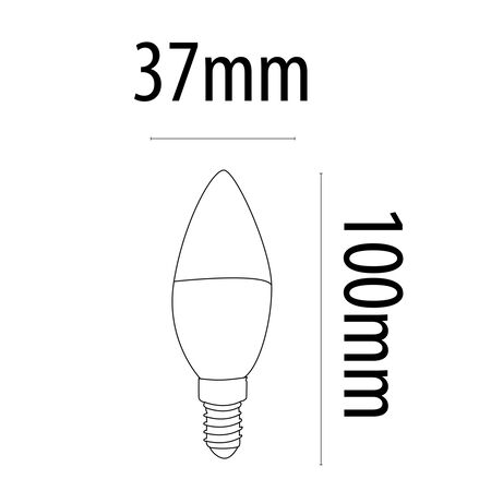 Bombilla Led vela e14 plástico TM c37 6W cálida