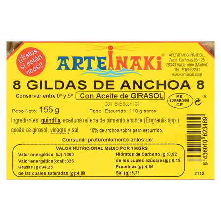 Gildas anchoa en aceite de girasol Arteiñaki 110g