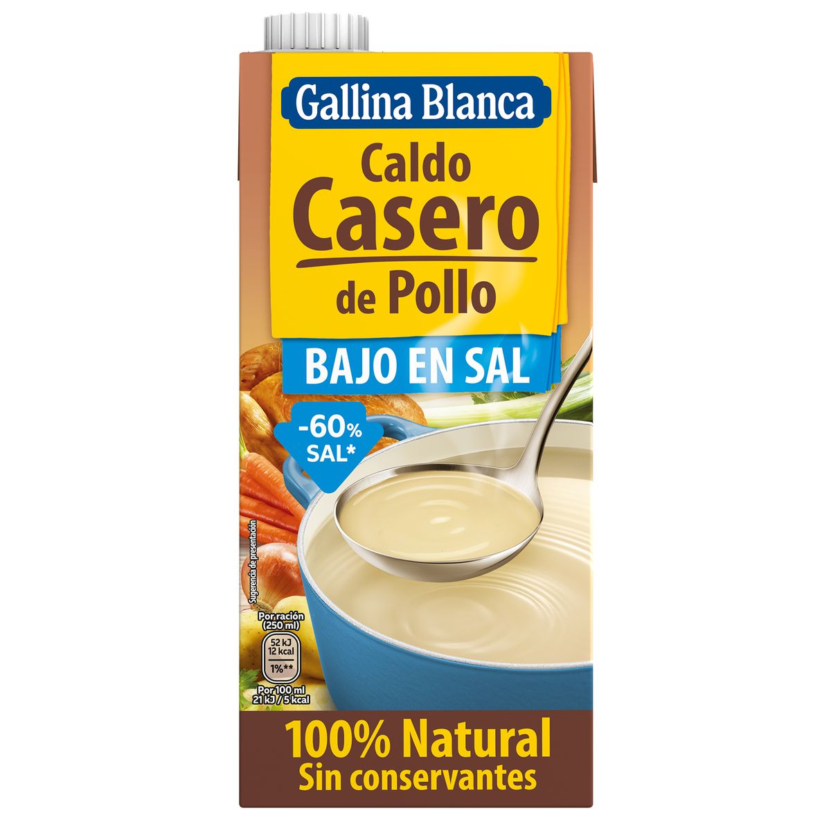 Caldo casero bajo en sal pollo natural Gallina Blanca 1l
