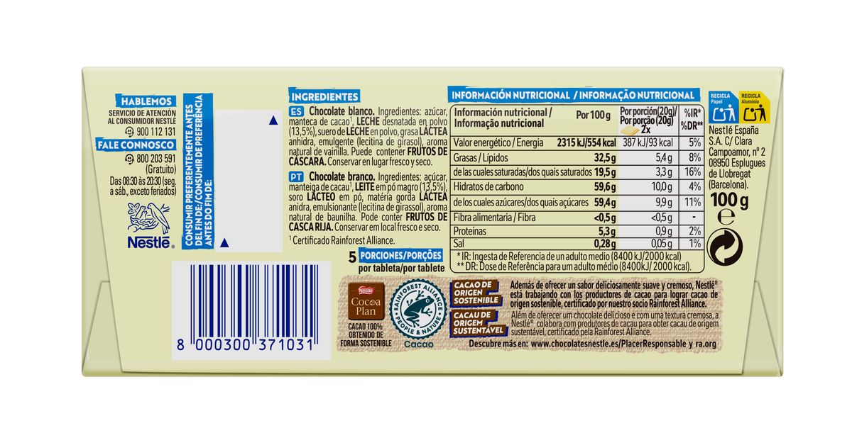 Chocolate blanco milkybar 100g