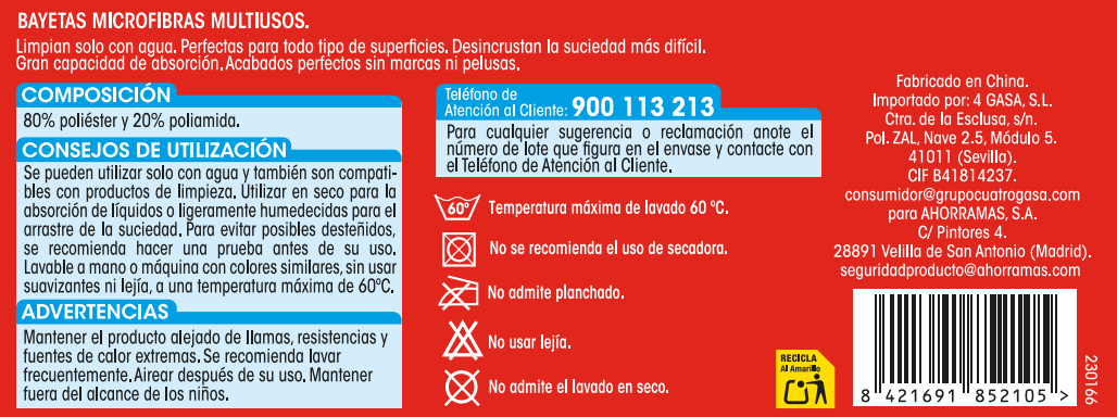 Bayeta microfibra Lanta 3 unidades multiusos