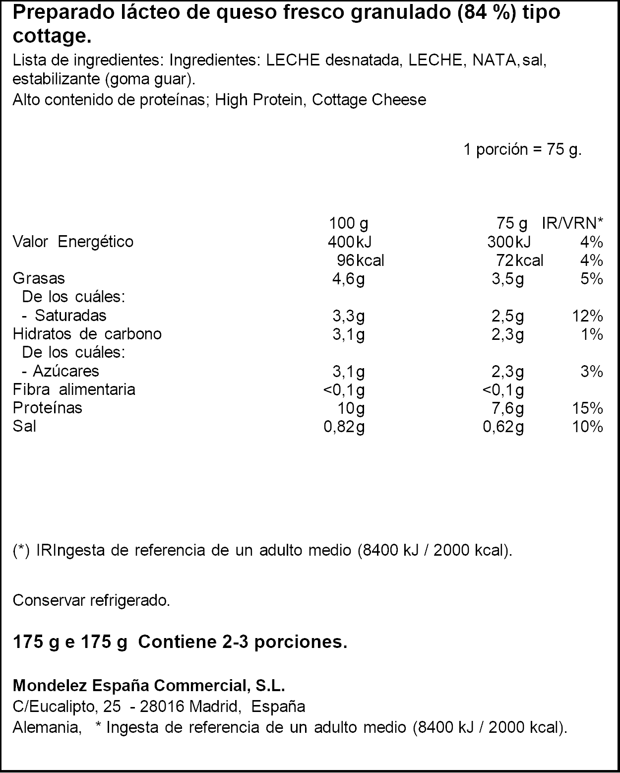 Queso cottage con textura suave Philadelphia 175g