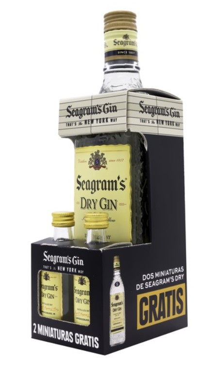 Ginebra Seagram&acute;s 70cl + 2 miniaturas