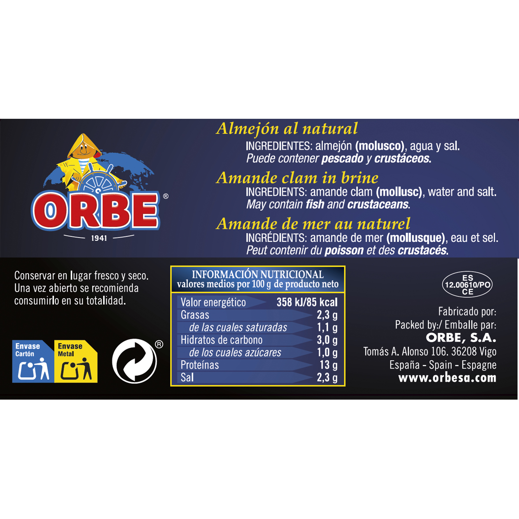 Almejón natural Orbe 63g